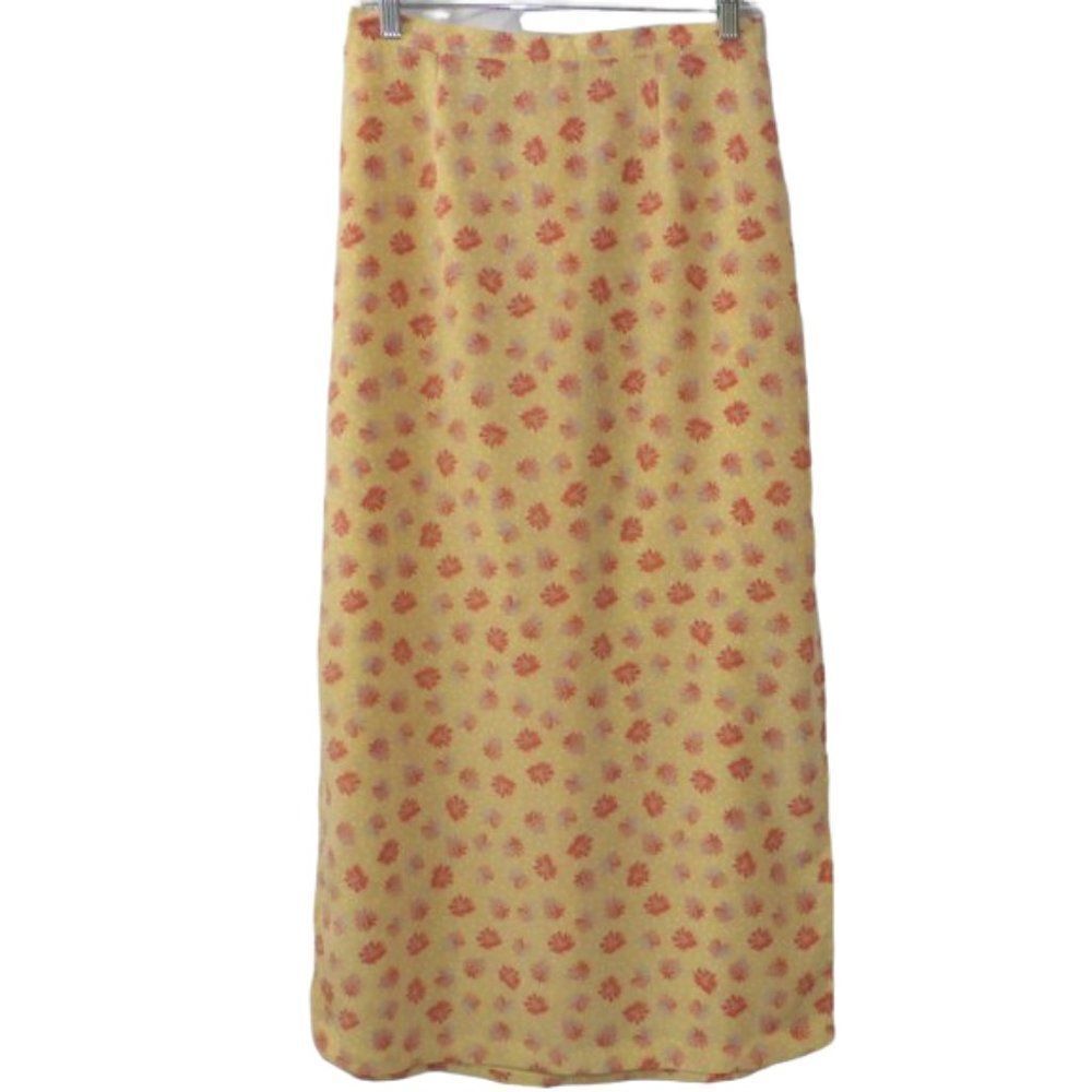 Christopher & Banks Peach Floral Straight Maxi Skirt Size 6